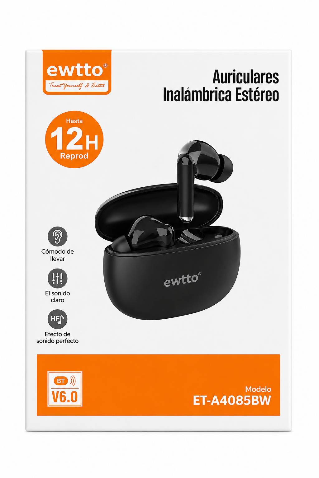 AURICULARES INALÁMBRICOS EWTTO ET-A4085BW DE TIPO ESTÉREO (TWS)