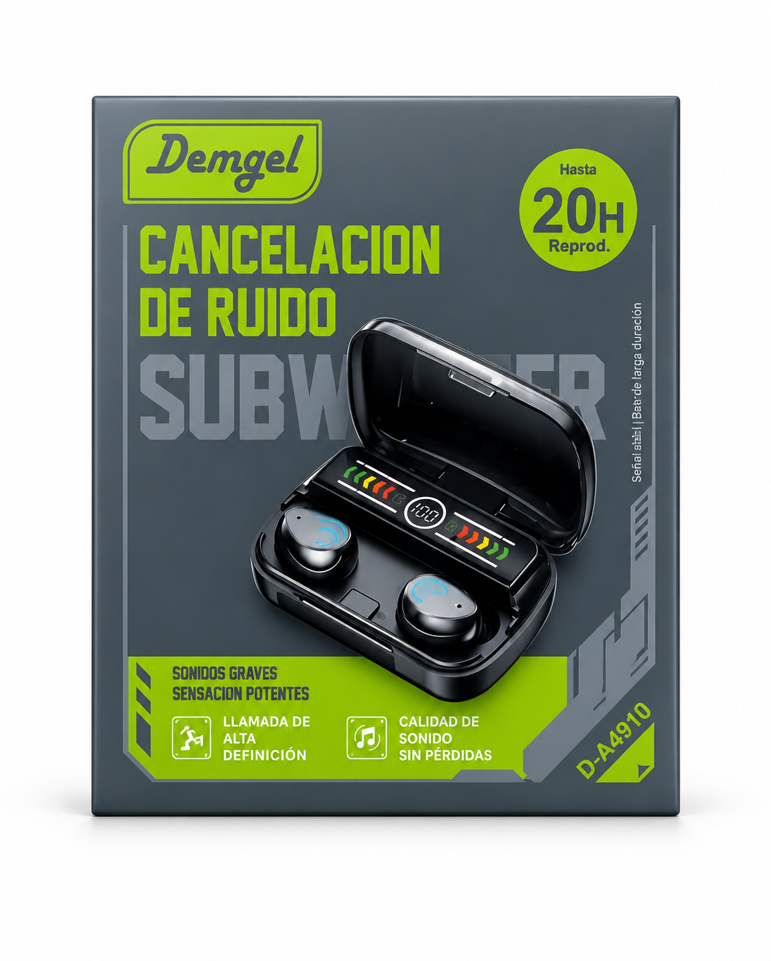 AUDÍFONOS INALÁMBRICOS DEMGEL D-A4910- 20 H -CANCELACIÓN DE RUIDO