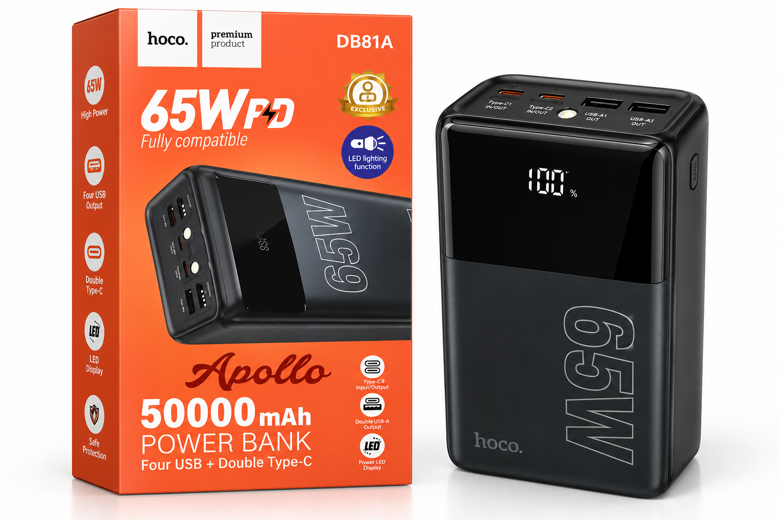 Power Bank Hoco DB81A Apollo de 50000 mAh
