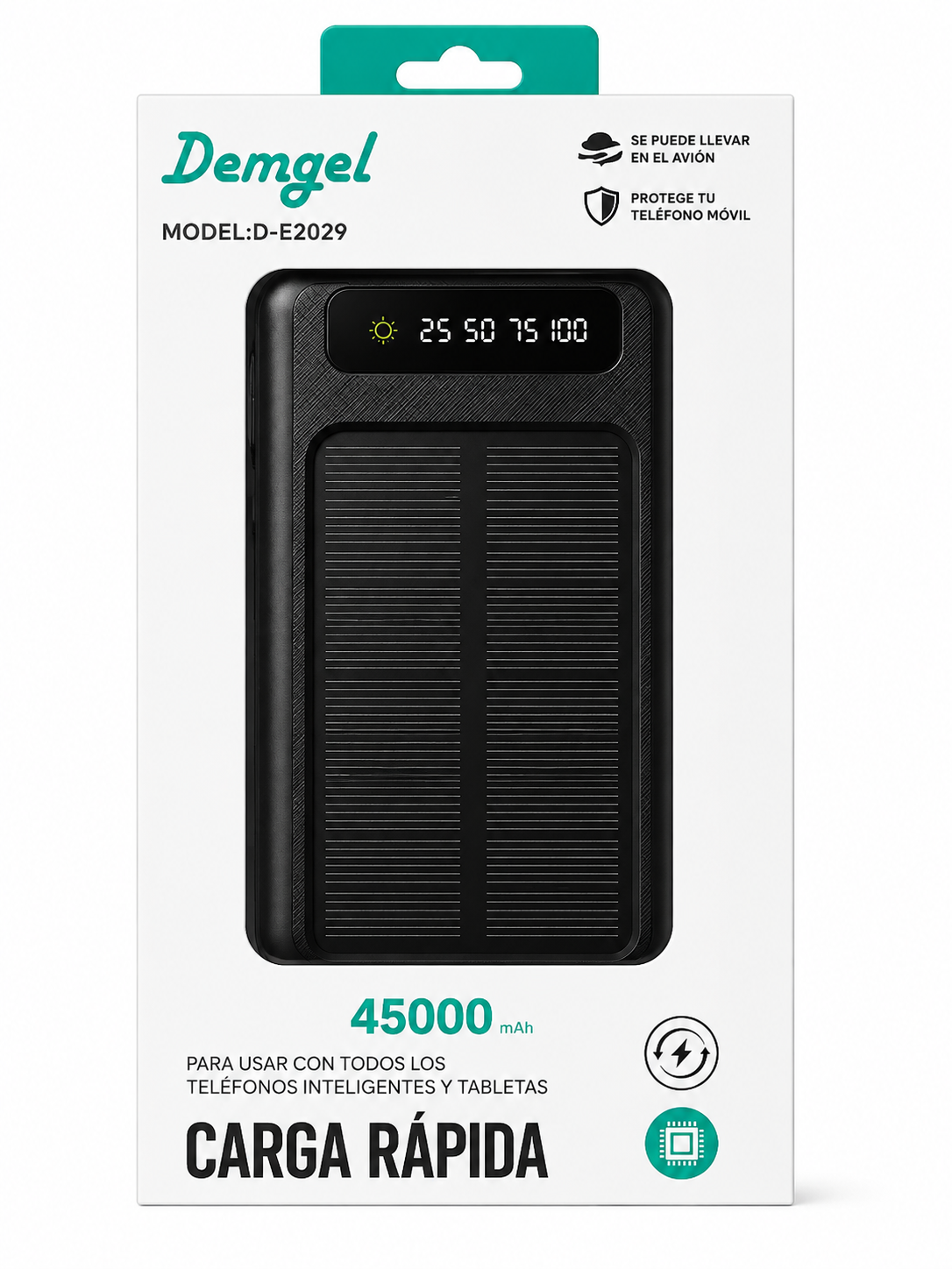 CARGADOR SOLAR PORTÁTIL DEMGEL 45000 MAH