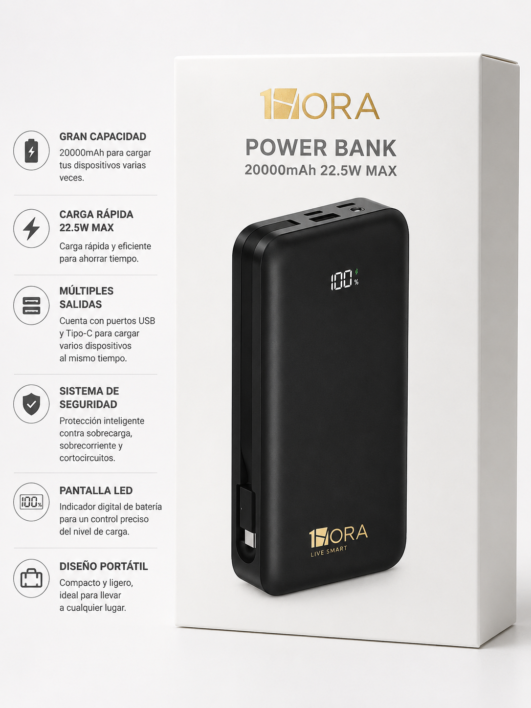 POWER BANK 1HORA DE 20,000 MAH
