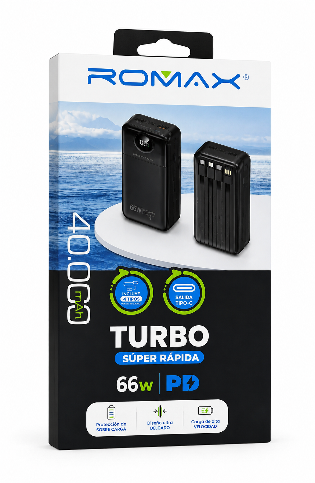 CARGADOR PORTÁTIL  ROMAX 40.OOO mAh
