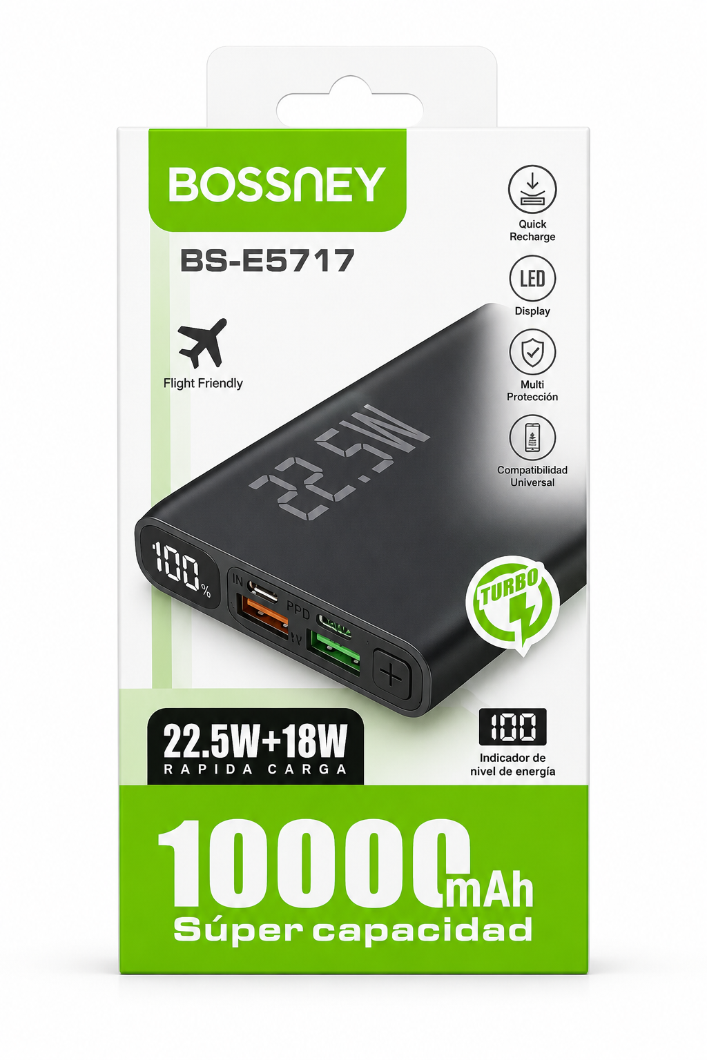 CARGADOR PORTÁTIL  BOSSNEY DE 10000MAH